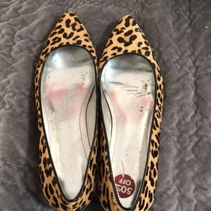 Calvin Klein leopard calf hair kitten heels 7